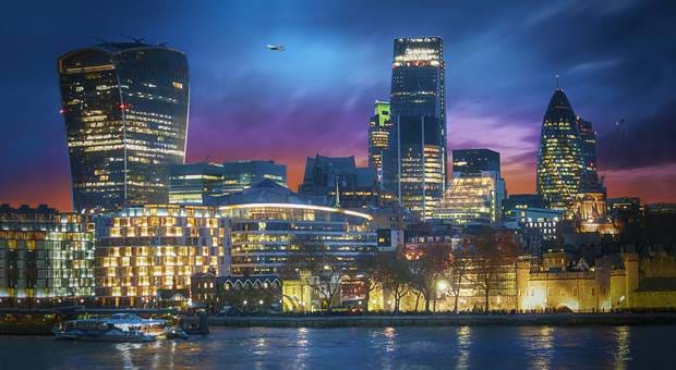 London skyline at night