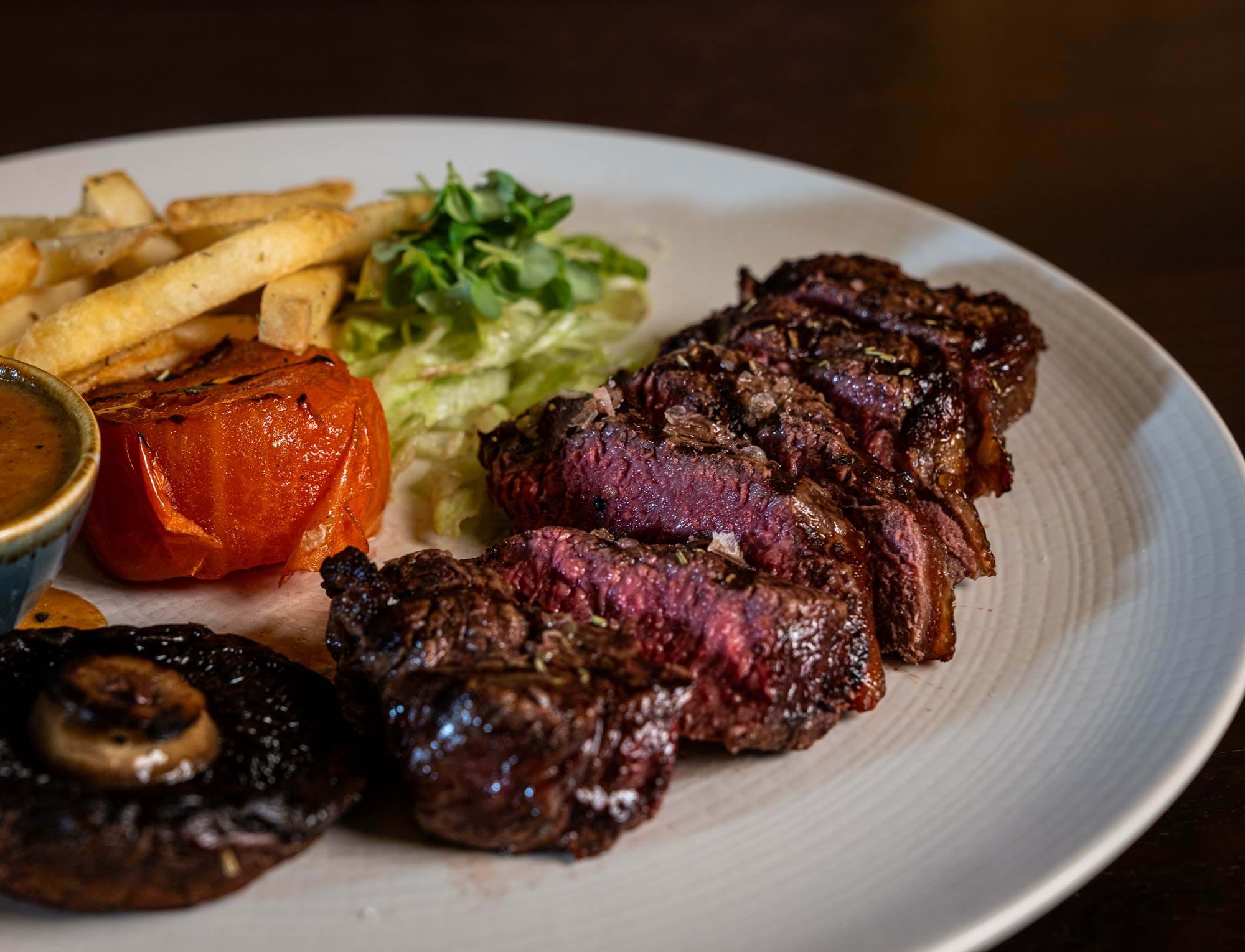 Steak and Chips on plate at The Wesley