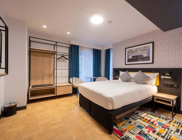 The accessible room in The Wesley Camden Town's hotel. This room is very spacious and is specifically designed for visitors seeking an accessible hotel.