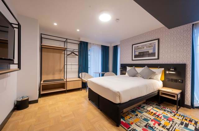 The accessible room in The Wesley Camden Town's hotel. This room is very spacious and is specifically designed for visitors seeking an accessible hotel.