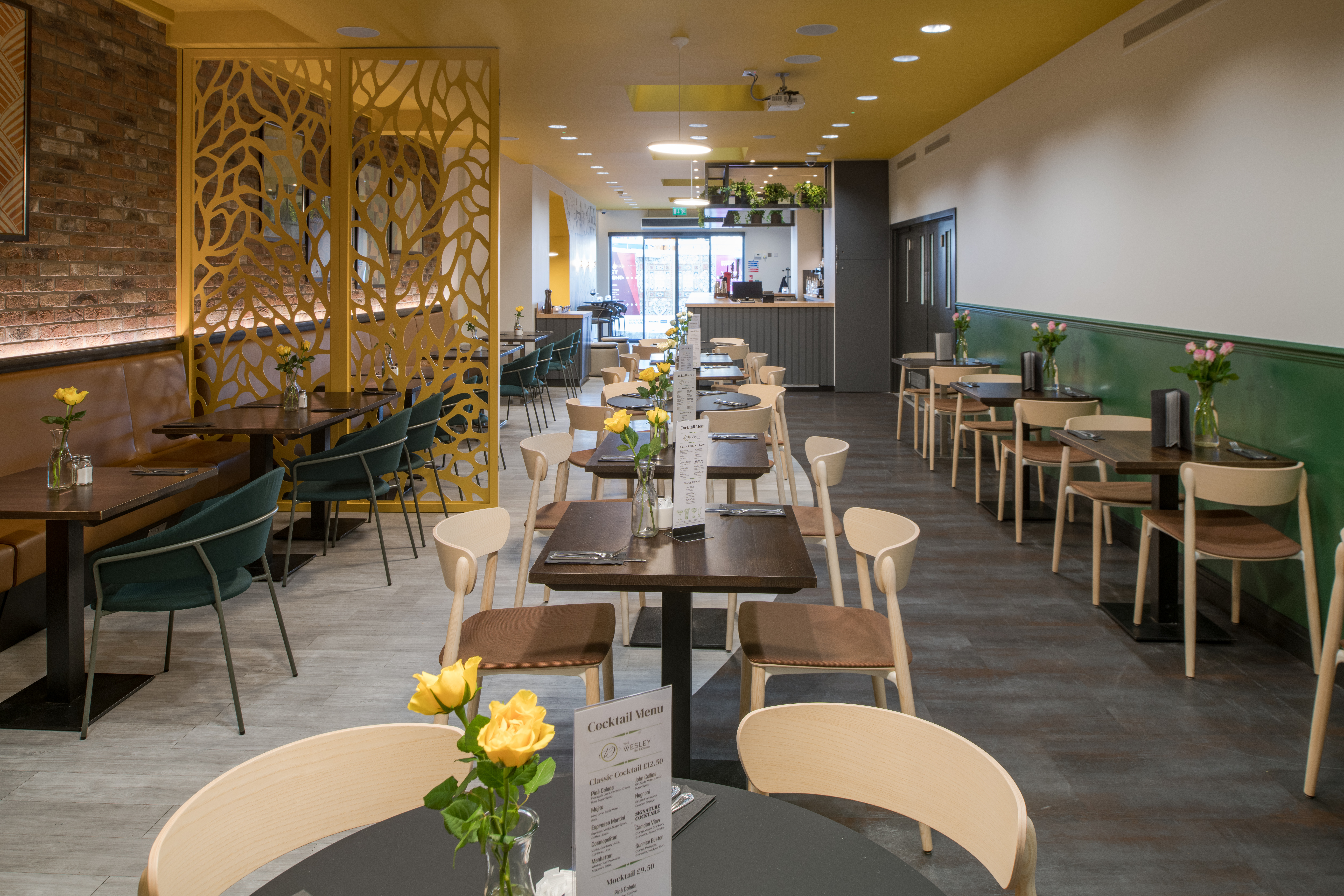 The seating area of The Wesley Bar & Kitchen - a London Euston restaurant