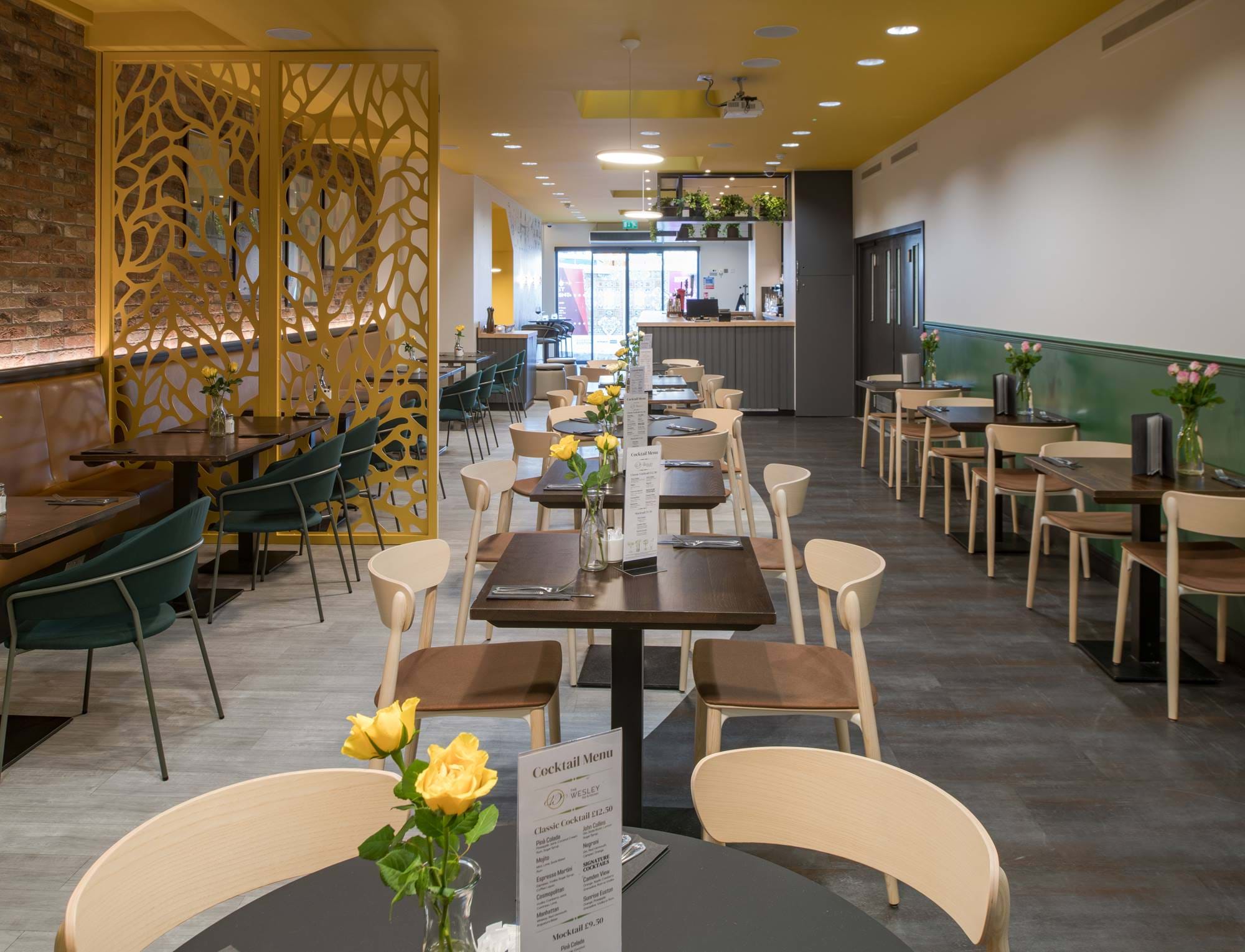 The seating area of The Wesley Bar & Kitchen - a London Euston restaurant