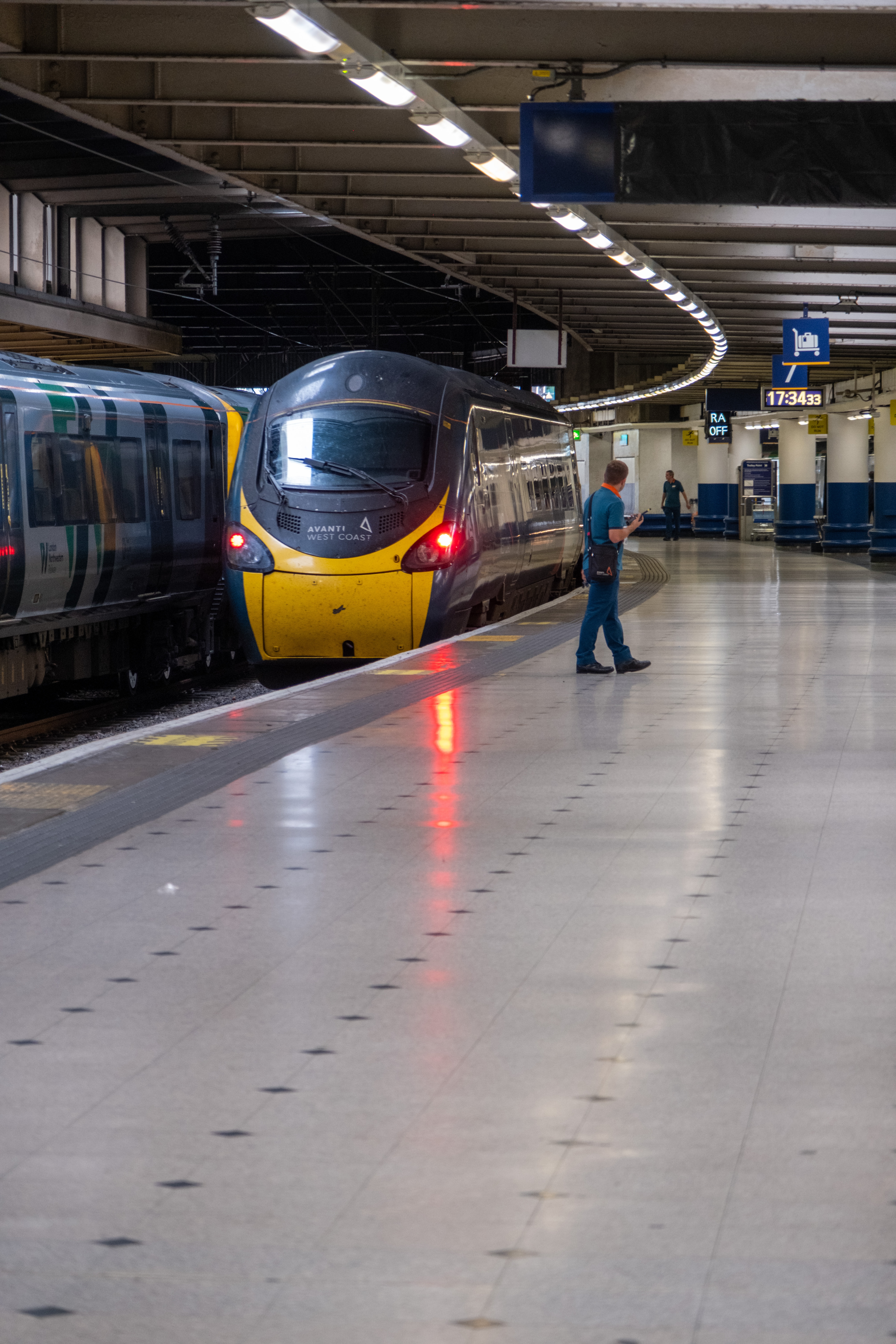 Train pulled into a train station
