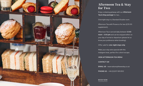 Afternoon Tea and Overnight Stay offer