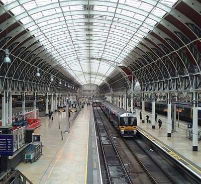 Interior of a train station