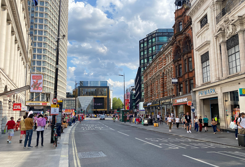 A view of Oxford Street in London during a summers day