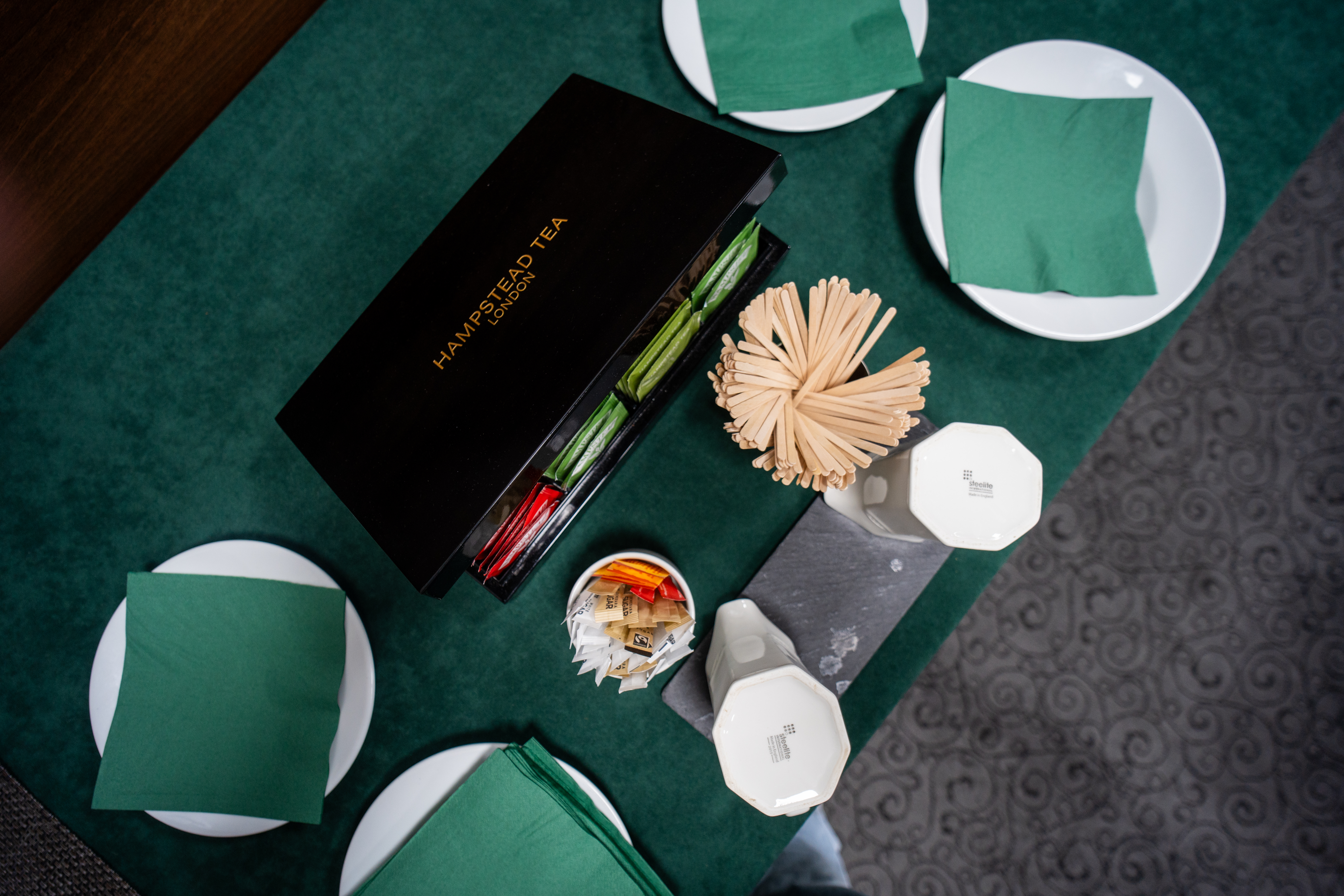 Coffee and tea station at the meeting room at The Wesley