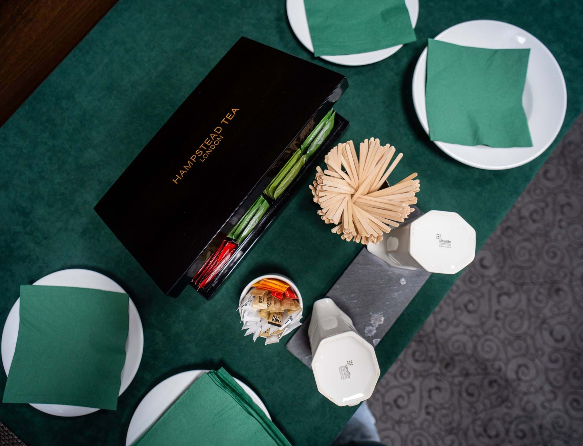 Coffee and tea station at the meeting room at The Wesley