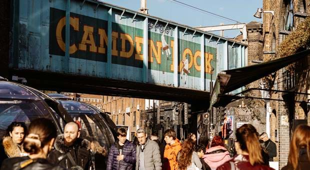 People outside enjoying Camden Market